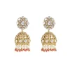 Pearl And Kundan Drop Jhumka Earrings