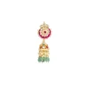 Gold Finish Pink Stone Jhumka Earrings