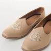 Beige Mens Footwear with Silver Thread Embroidery