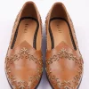 Brown Zardosi Work Juttis For Men