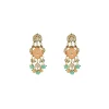 Lotus Motif Pastel Beaded Stones And Pearl Danglers
