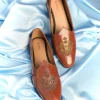 Brown Vegan Leather Jutti With Zardosi Work