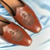 Brown Vegan Leather Jutti With Zardosi Work