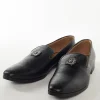Black Mens Footwear With Metal Detail Work