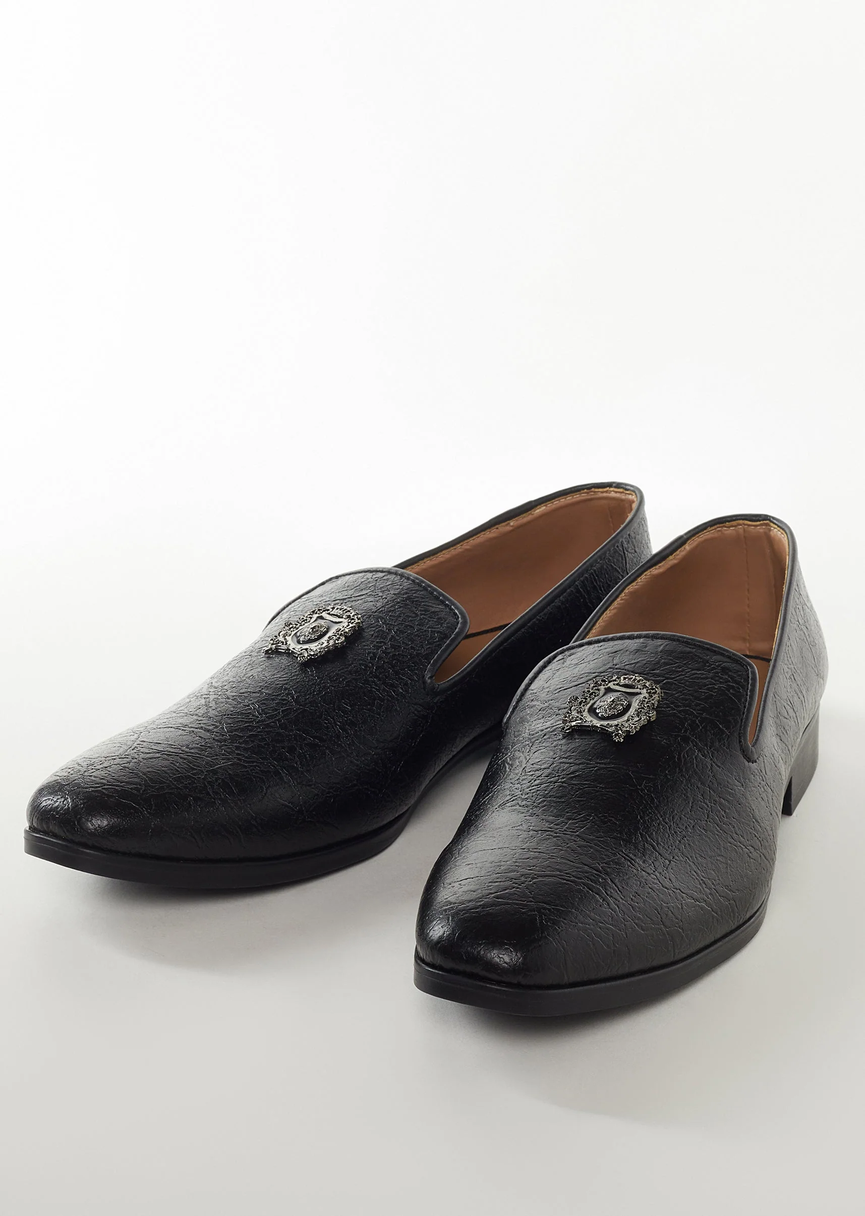 11185-black-mens-footwear-with-metal-detail-work-1.webp Black Mens Footwear With Metal Detail Work