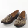 Brown Ethnic Jutti With Golden Embroidery For Men