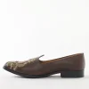 Brown Ethnic Jutti With Golden Embroidery For Men