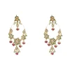 Gold Plated Pink Kundan Polki Danglers Earrings