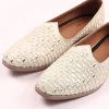 Beige Raw Silk Jutti With Mirror Work