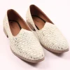 Beige Raw Silk Jutti With Mirror Work