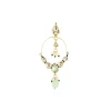 Gold Plated Polki Earrings With Pink Accents And Green Bead Drops