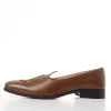 Brown Faux Leather Mens Loafers with Gold Thread Embroidery