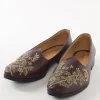 Maroon Ethnic Jutti With Golden Embroidery For Men