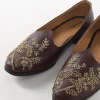 Maroon Ethnic Jutti With Golden Embroidery For Men