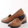 Brown Embroidered Ethnic Slip On Shoes For Men