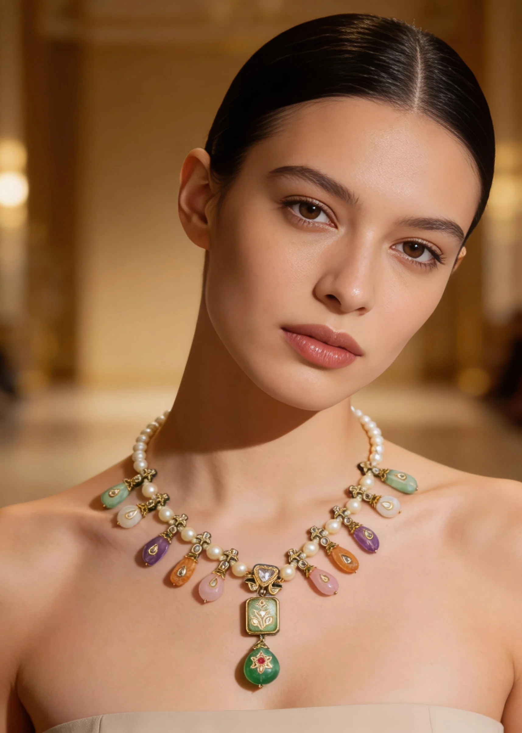 1124-gold-plated-multicolored-contemporary-short-necklace-set-1.webp Gold Plated Multicolored Contemporary Short Necklace Set