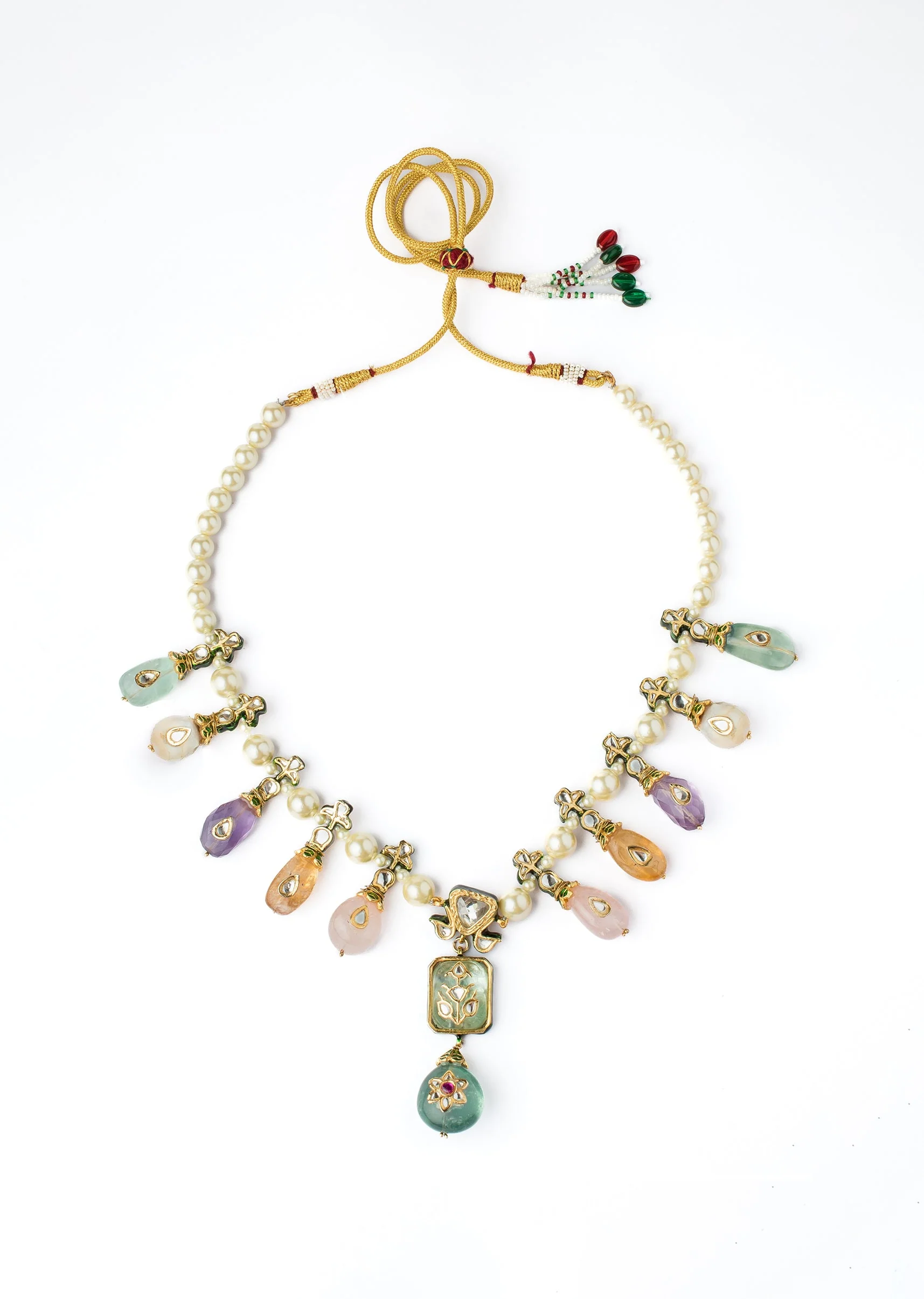 Gold Plated Multicolored Contemporary Short Necklace Set