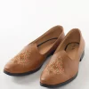 Brown Embroidered Ethnic Slip On Shoes For Men