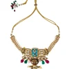 Gold Plated Kundan Polki Choker Necklace Set With Earrings