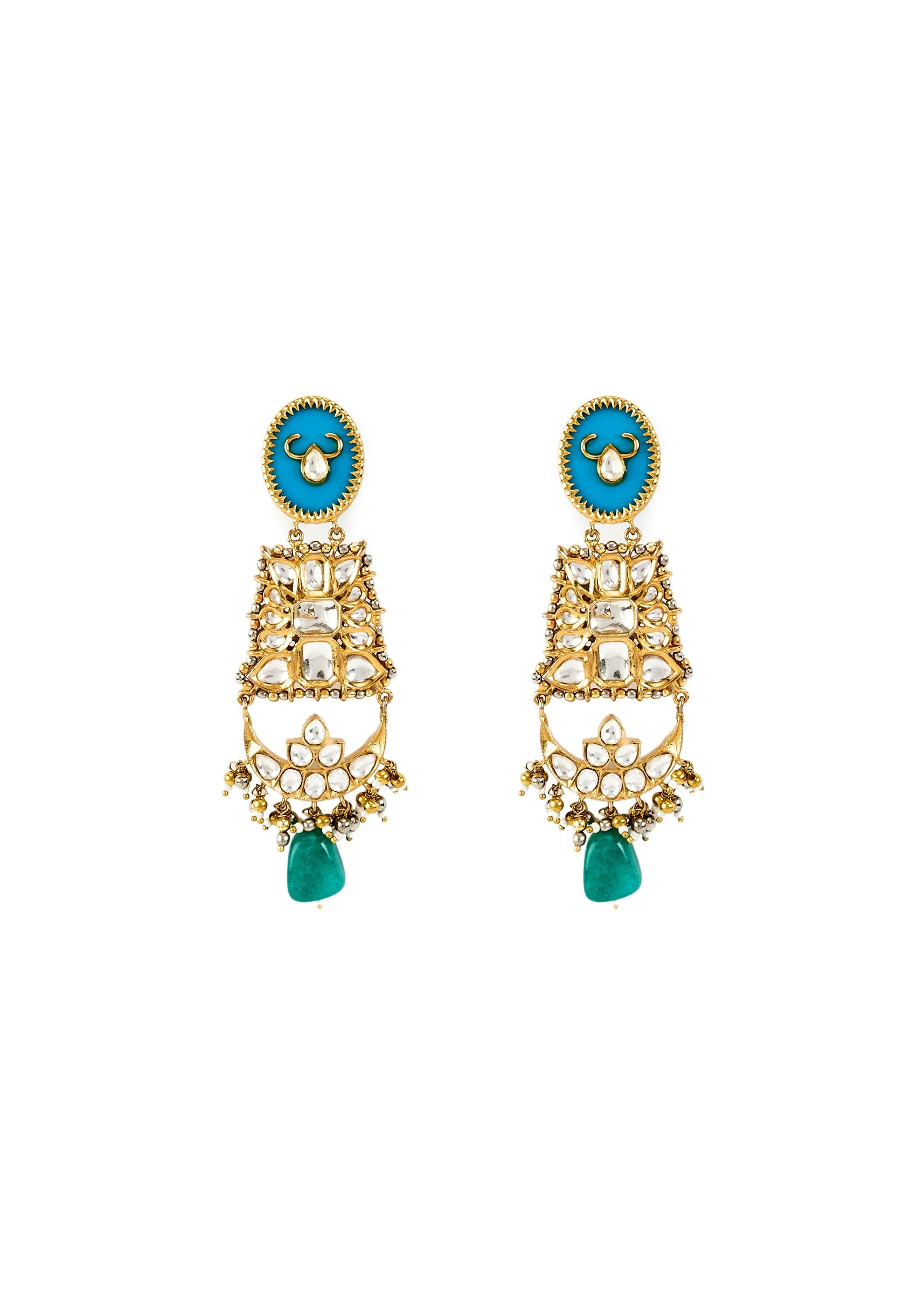 Gold Plated Kundan Polki Choker Necklace Set With Earrings