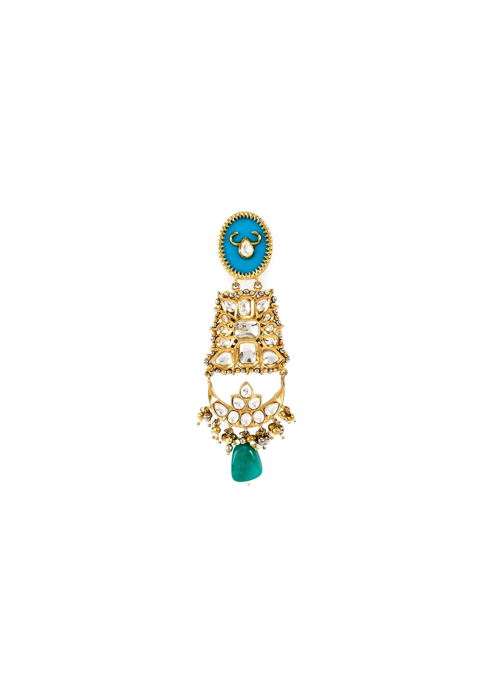 Gold Plated Kundan Polki Choker Necklace Set With Earrings
