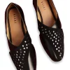 Black Leather And Velvet Jutti With Mirror Work