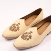 Off White Vegan Leather Jutti With Zardosi Work