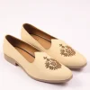 Off White Vegan Leather Jutti With Zardosi Work