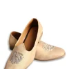 Beige Velvet Jutti With Hand Work For Men