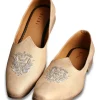 Beige Velvet Jutti With Hand Work For Men