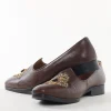 Brown Leather Ethnic Jutti With Floral Embroidery And Decorative Stone For Men