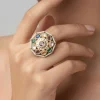 Gold Plated Multicolored Kundan Polki Ring