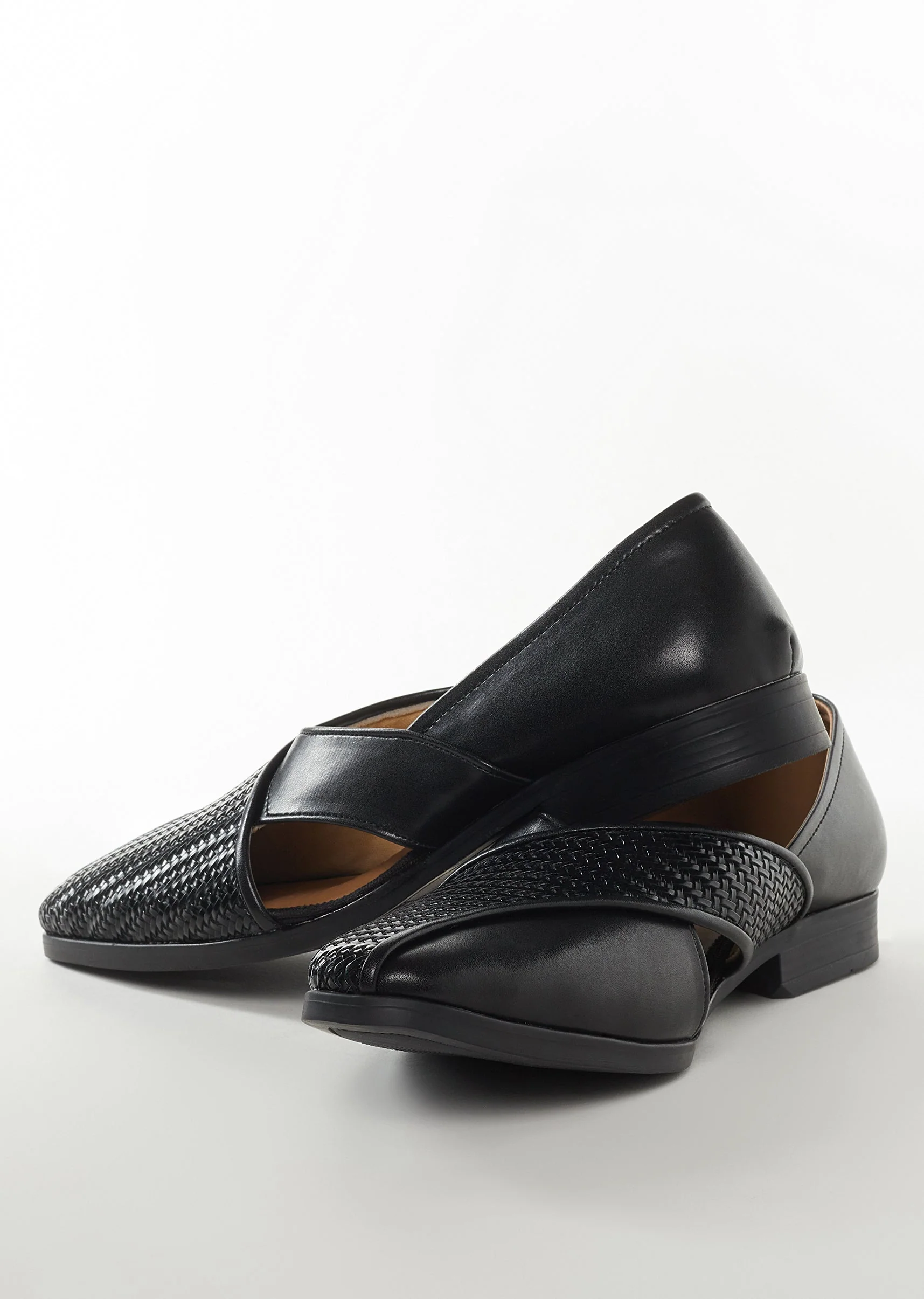 Black Faux Leather Mens Footwear