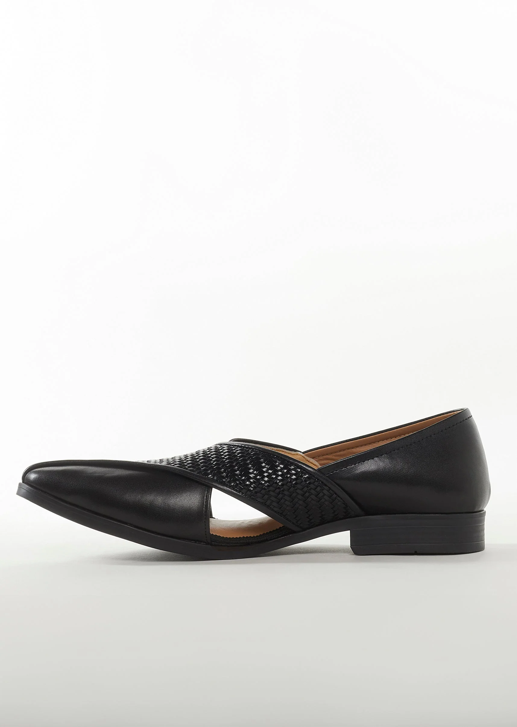 Black Faux Leather Mens Footwear