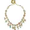 Gold Plated Multicolored Long Necklace Set With Earrings