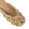 Gold Bead Embellished Faux Leather Mules