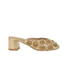 Gold Bead Embellished Faux Leather Mules
