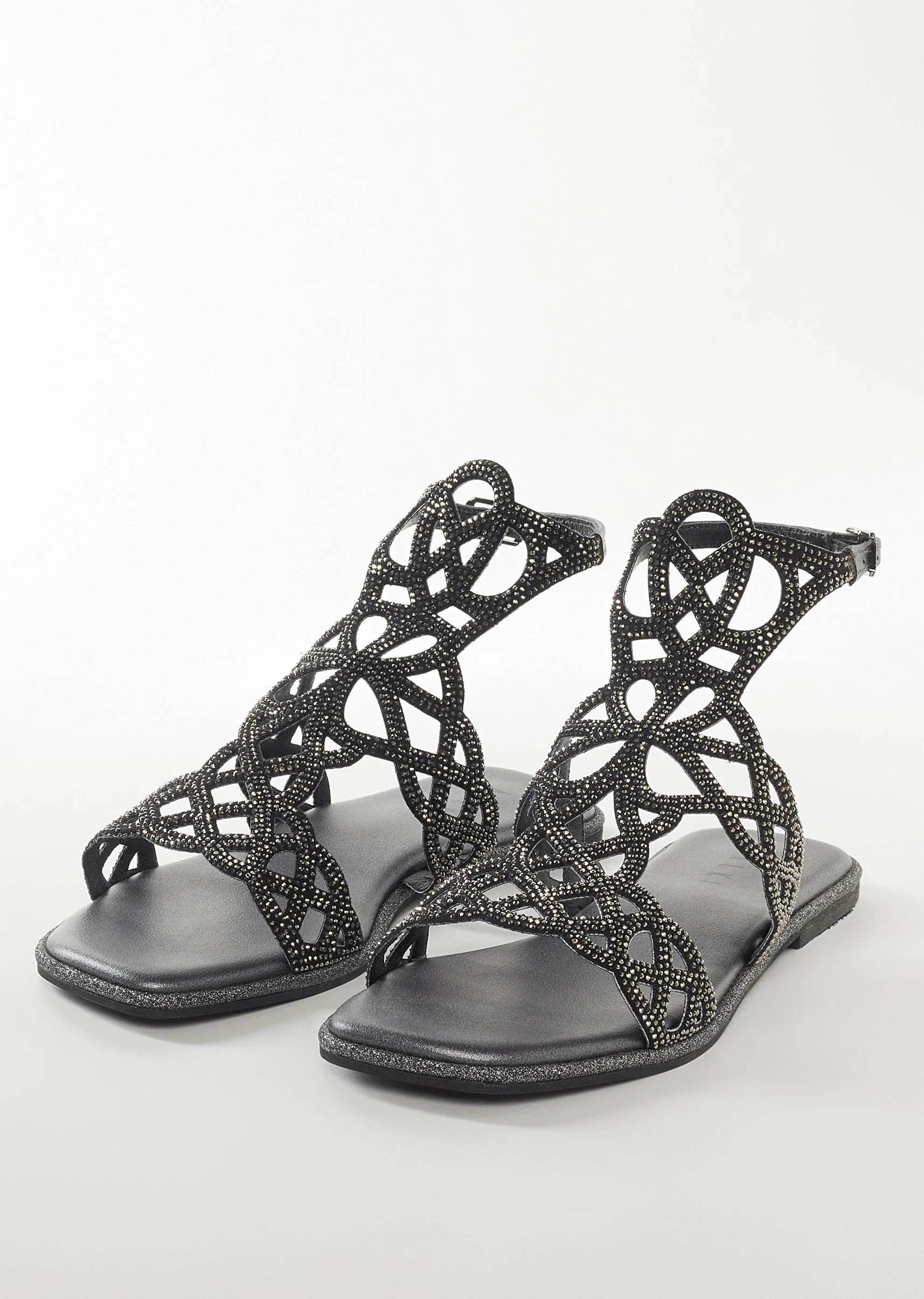 11345-black-faux-leather-womens-footwear-with-embellished-detail-work-1.webp Black Faux Leather Womens Footwear With Embellished Detail Work