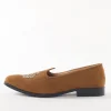 Brown Suede Ethnic Jutti With Metallic Embroidery For Men