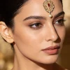 Gold Plated Teardrop Red Stone Maangtikka