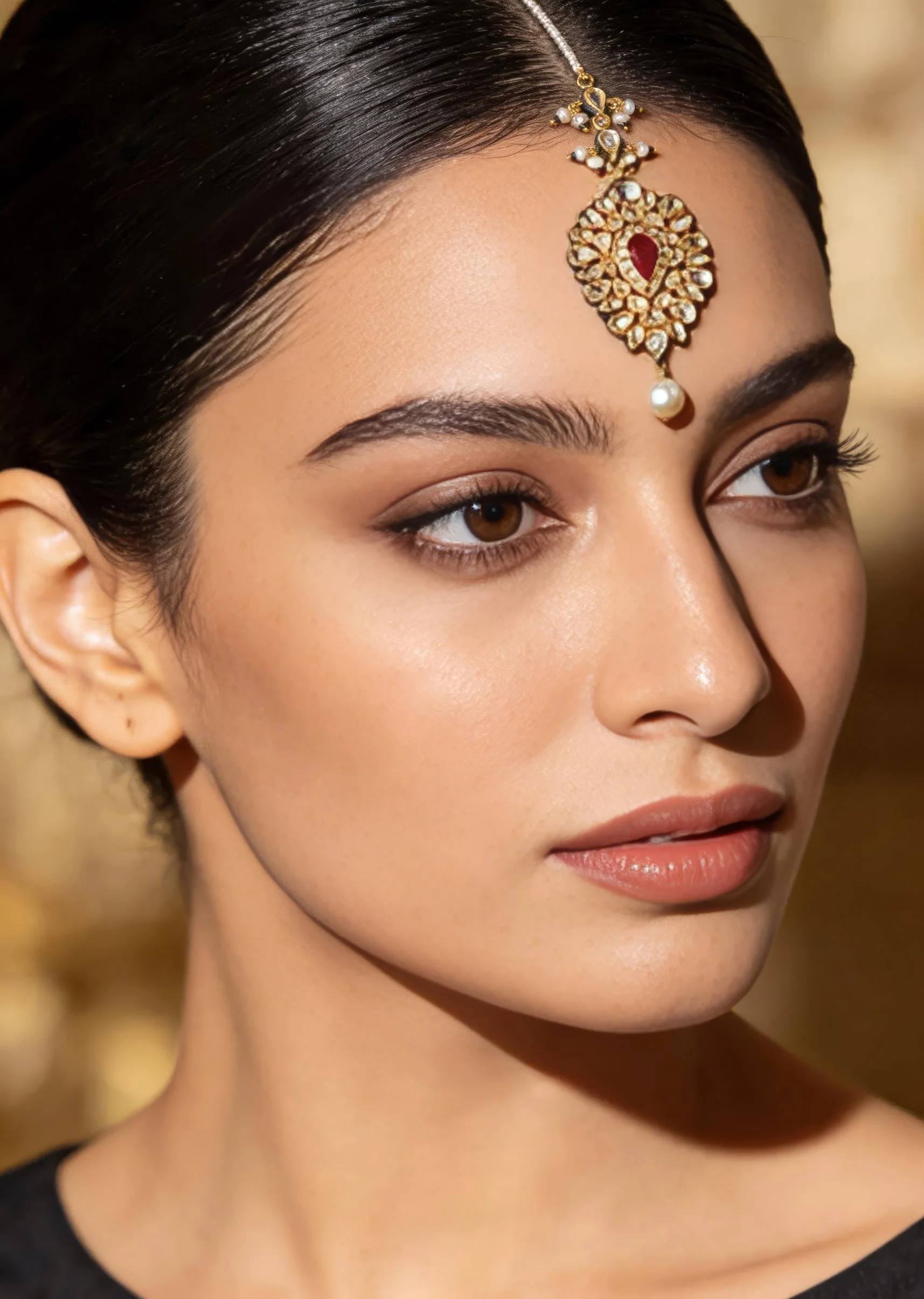 1138-gold-plated-teardrop-red-stone-maangtikka-1.webp Gold Plated Teardrop Red Stone Maangtikka