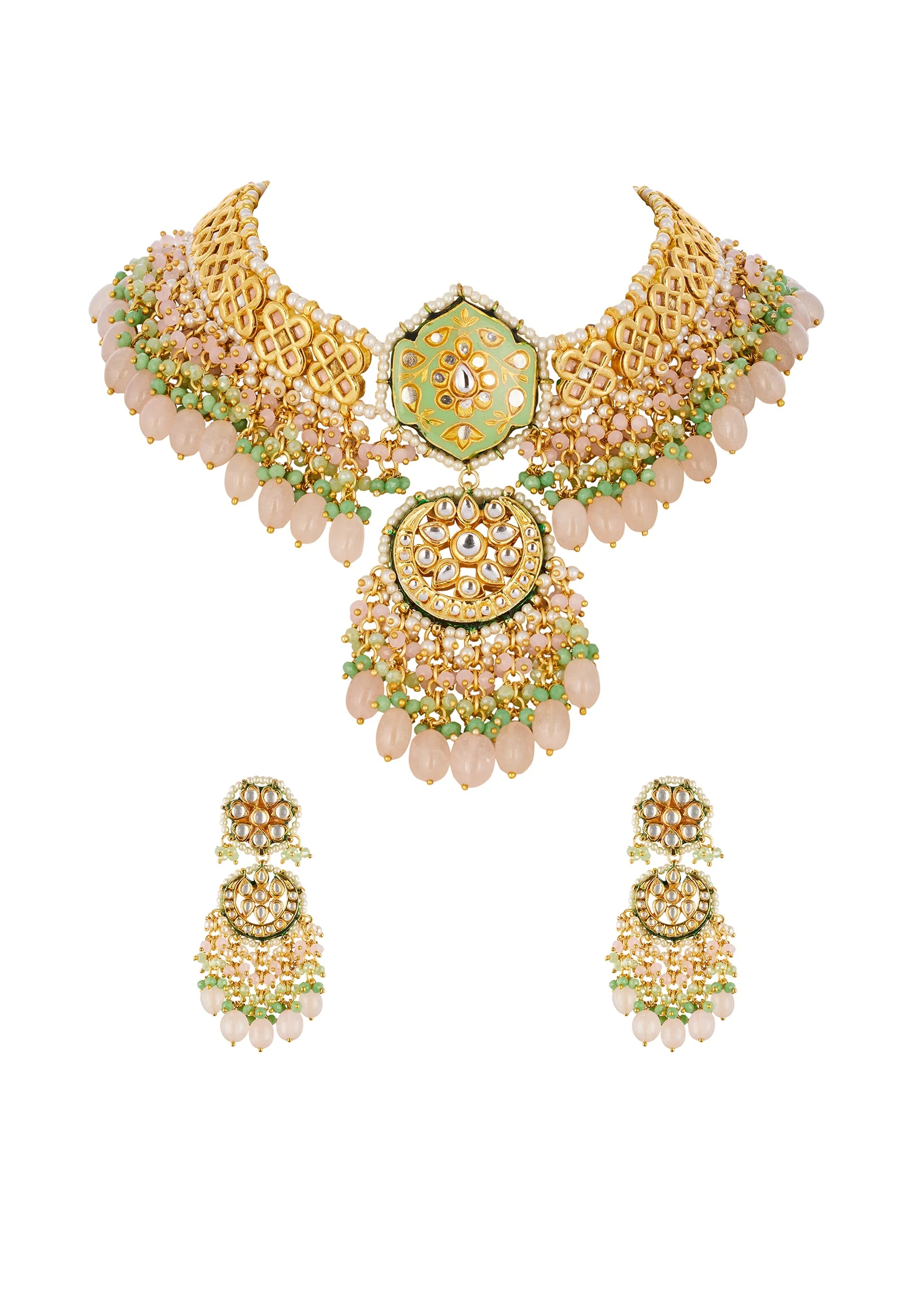 1139-green-and-gold-traditional-kundan-chandbali-necklace-set-with-faux-pearl-1.webp Green and Gold Traditional Kundan Chandbali Necklace Set with Faux Pearl