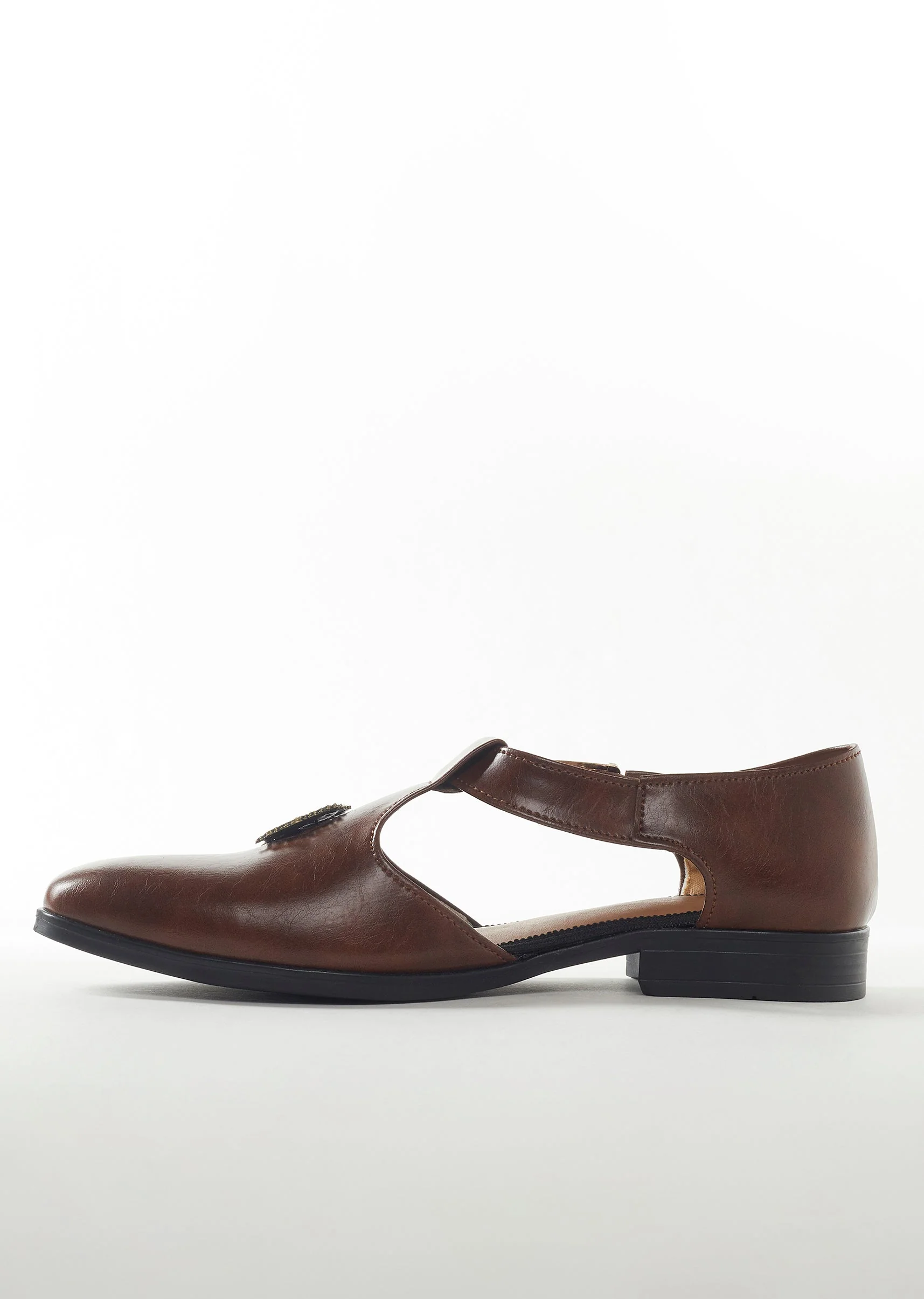 Brown Faux Leather Mens Footwear