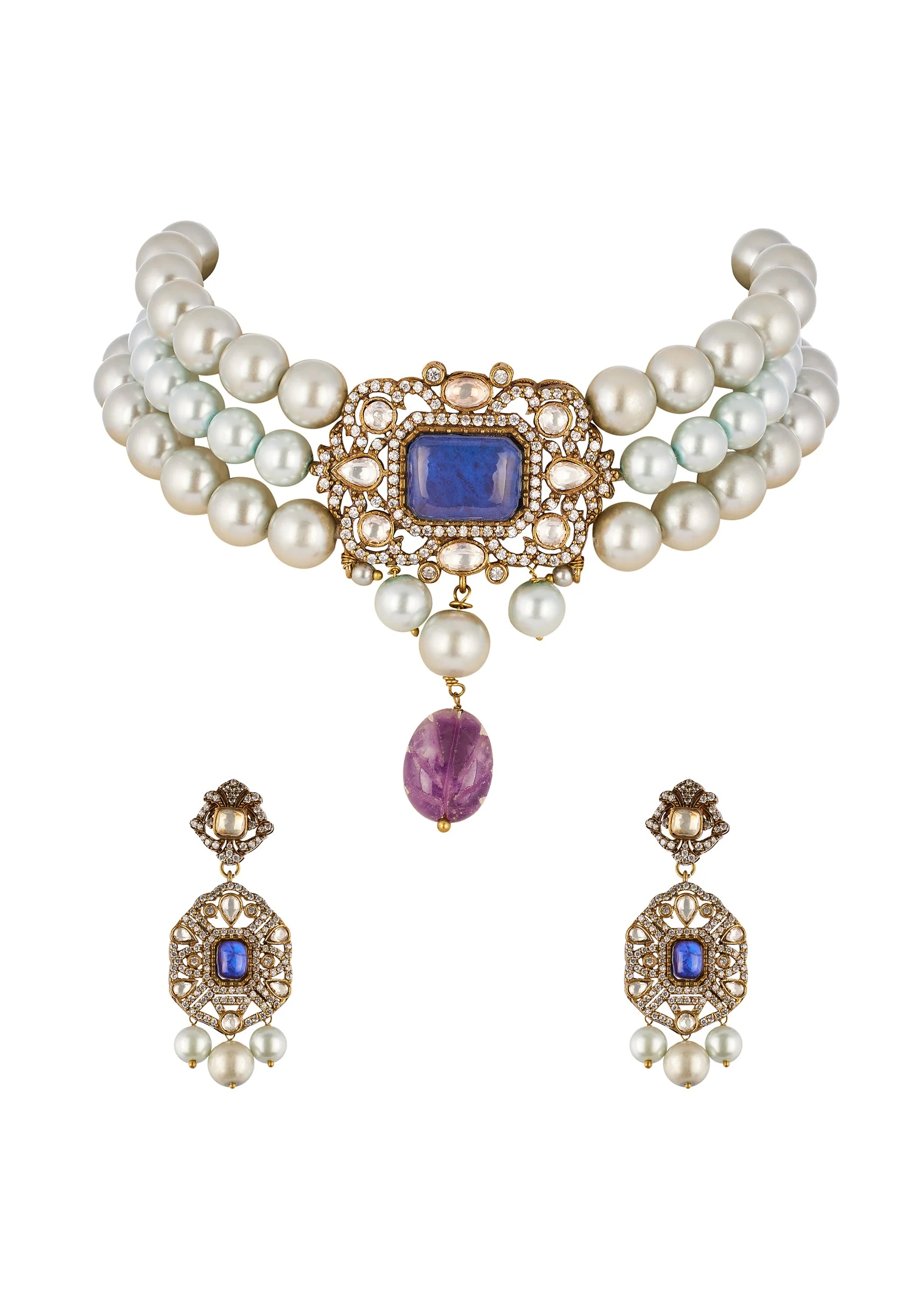 1143-midnight-blue-traditional-kundan-polki-necklace-set-1.webp Midnight Blue Traditional Kundan Polki Necklace Set