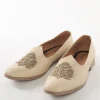 Beige Floral Embroidered Ethnic Jutti For Men