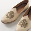 Beige Floral Embroidered Ethnic Jutti For Men