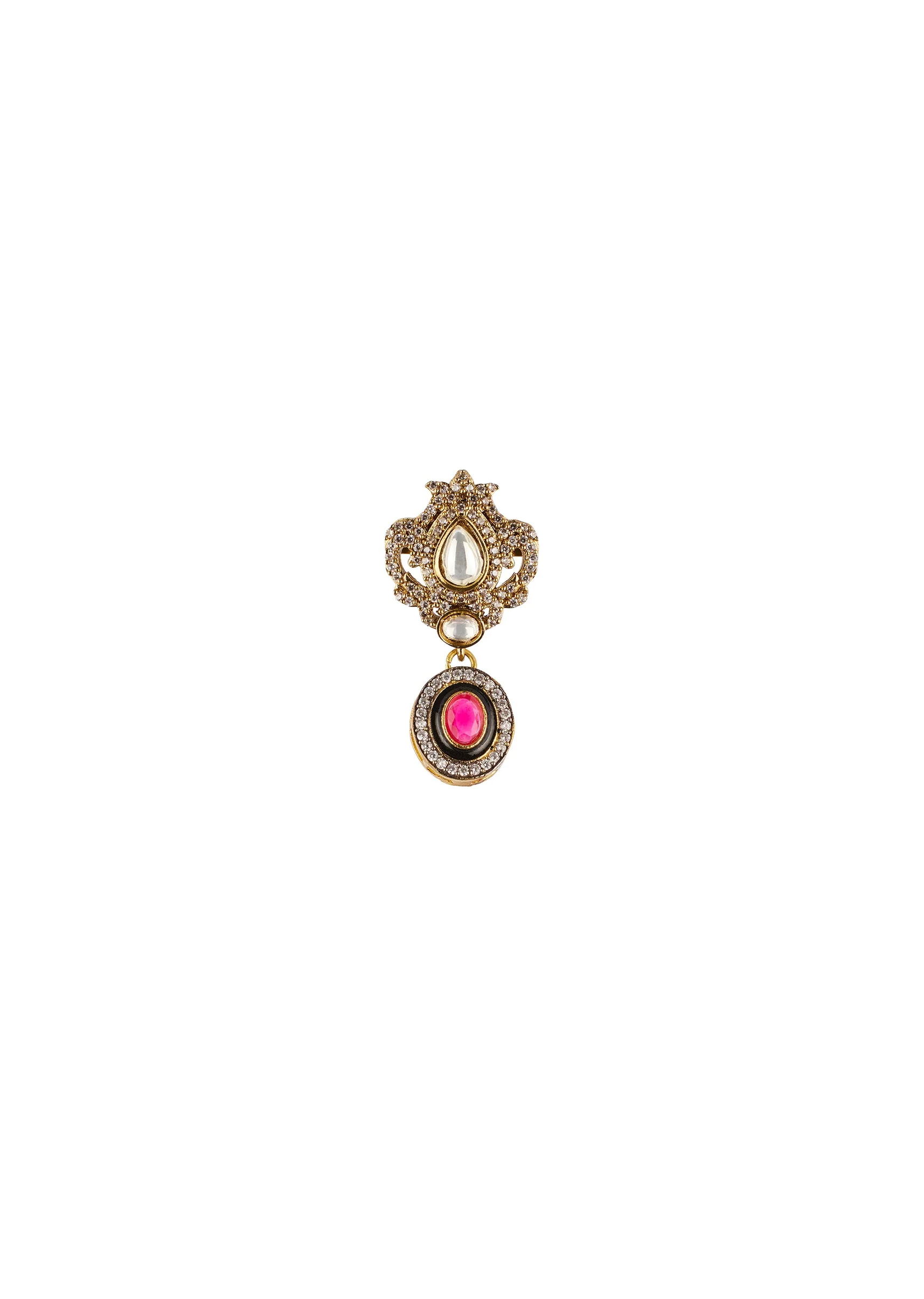 1144-gold-traditional-mordern-polki-necklace-set-with-faux-simulated-coloured-stones-4.webp Gold Traditional Mordern Polki Necklace Set with Faux Simulated Coloured Stones
