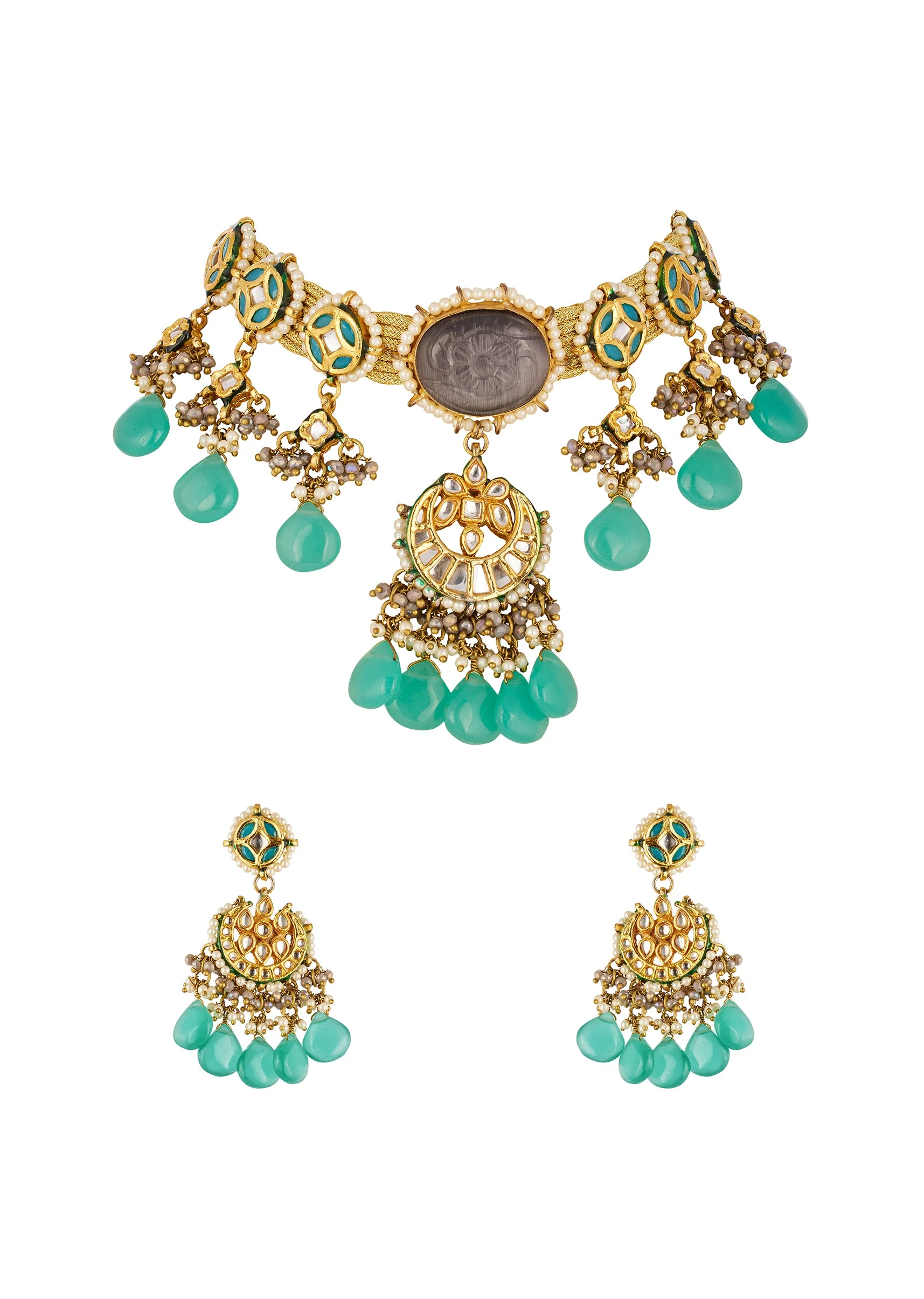 1145-multi-traditional-kundan-chandbali-necklace-set-with-faux-pearl-and-stones-1.webp Multi Traditional Kundan Chandbali Necklace Set with Faux Pearl and Stones