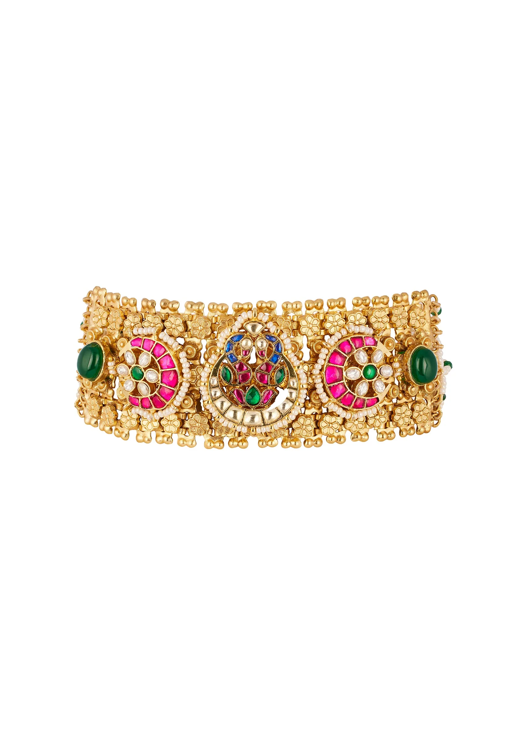 1146-multi-traditional-gold-kundan-polki-necklace-set-2.webp Multi Traditional Gold Kundan Polki Necklace Set
