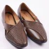Dark Brown Woven Juttis For Men